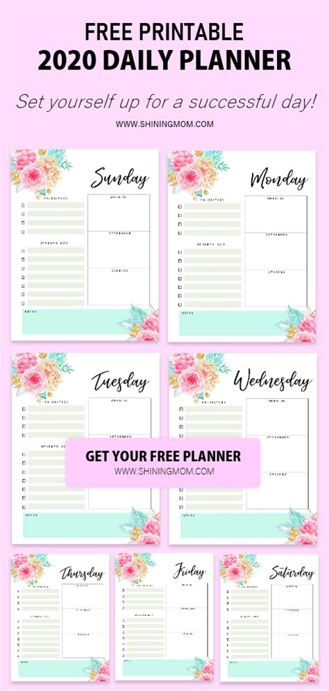 Free Daily Planner Printable Daily Schedule Templates