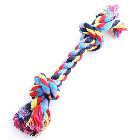 Free Shipping Cotton Rope Pet Dog Toy Multicolor For Puppy Double Knot