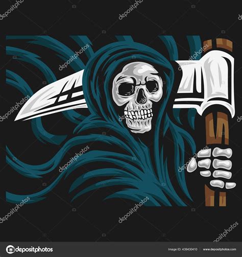 Skull Grim Reaper Sickle Logo Vector Illustration Stock Photo By