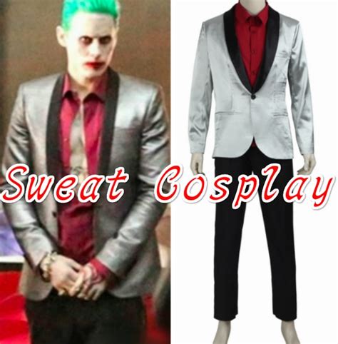 High Quality Suicide Squad Jared Leto Joker Costume Cosplay Suit Silver