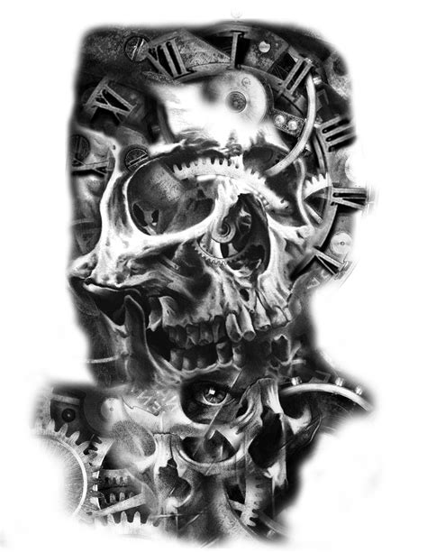 Skull Tattoo Idea Clock Gears Mechanical Tattoo Gear Tattoo Mechanic