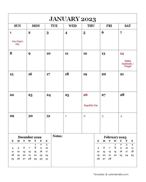 2023 Printable Calendar With India Holidays Free Printable Templates