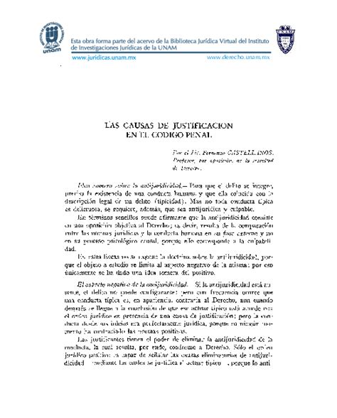 Pdf Causas De Justificacion Del Codigo Penal Juan Carlos Galvan