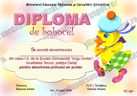 Verde Personalizat Diploma Scolara Model S077