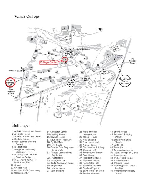 Vassar College Campus Map