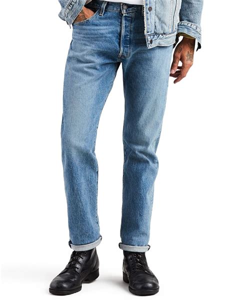 Levis Mens 501 Original Stretch Mid Rise Regular Fit Straight Leg Jeans The Ben