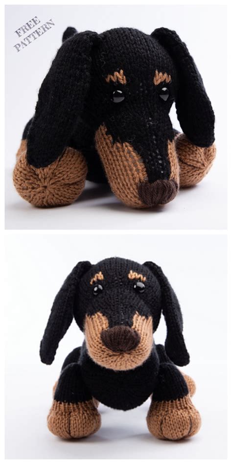 Ready to knit a hat? Knit Toy Dachshund Dog Free Knitting Patterns - Knitting ...
