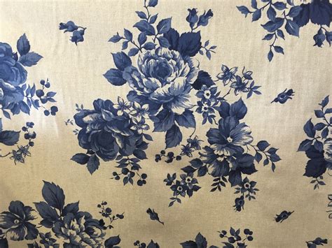 Blue Faded Rose Floral Fabric 280cm Wide The Lampshade Barn