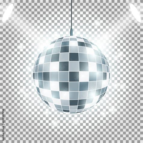 Disco Ball With Light Rays On Transparent Background Spotlights Effect