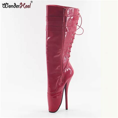 Buy Wonderheel Hot New Ultra High Heel 7 Spike Heel Red Patent Women Knee High