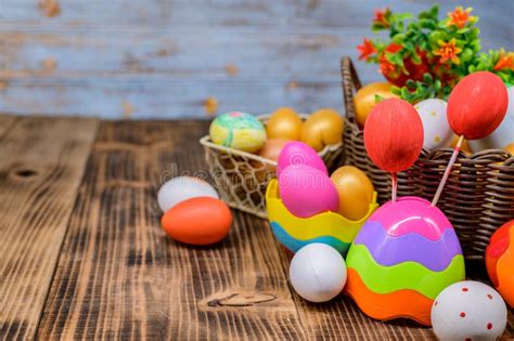 Happy Easter Colorful Painting Eggs For Celebrate In April Stock Photo
