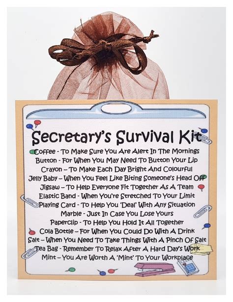 Secretarys Survival Kit Fun Novelty Office T Etsy