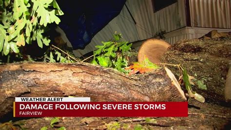 Storm Damages Mobile Home Downs Trees In Fairview Youtube