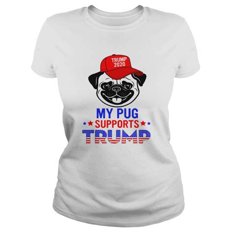 My Pug Supports Trump 2020 Funny Cute Dog American Flag Shirt