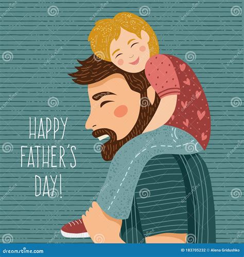 Happy Father S Dayhand Drawn Drawing Of Dad And The Child Sitting On