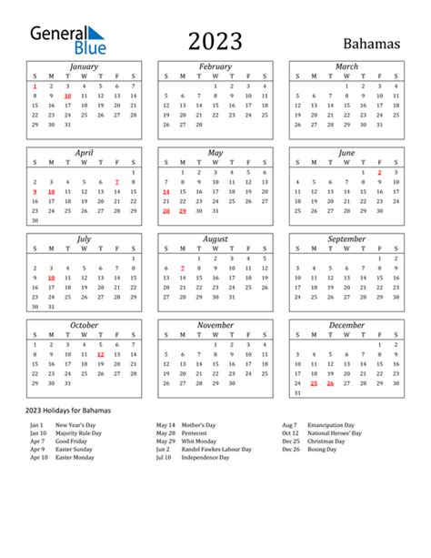 The Bahamian Calendar 2023