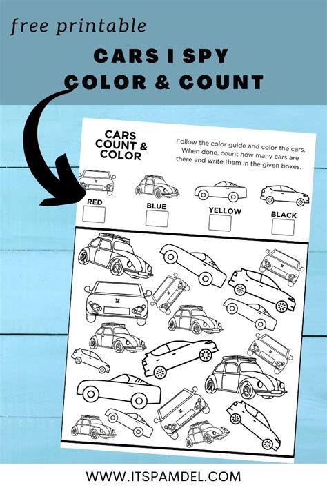 Free Printable Cars I Spy Count And Color Activity Page For Kids