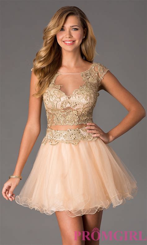 Short Two Piece Illusion Prom Dress By Dave And Johnny