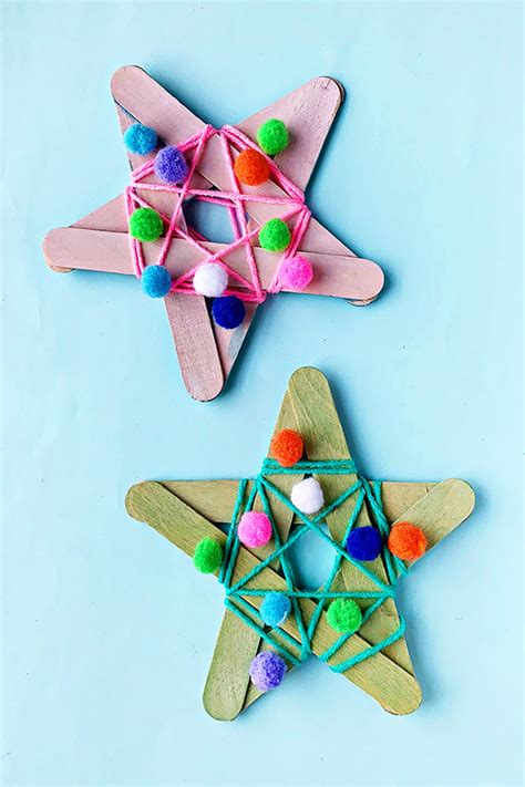 Craft Stick Star Ornament Christmas Craft For Kids
