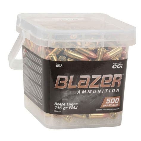 Cci Blazer Brass 9mm Luger 115gr Fmj Handgun Ammo 500 Rounds In