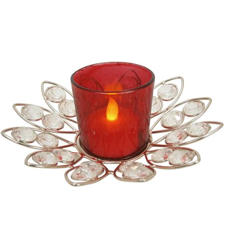 Red Crystal Votive With Stand