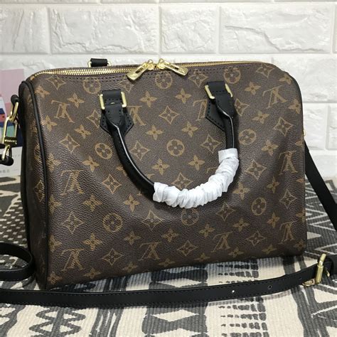 Louis Vuitton Lv Speedy 30 With Strap Monogram With Black Handles 11