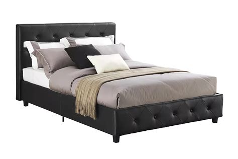 Dorel Dakota Full Upholstered Bed In Black The Home Depot Canada
