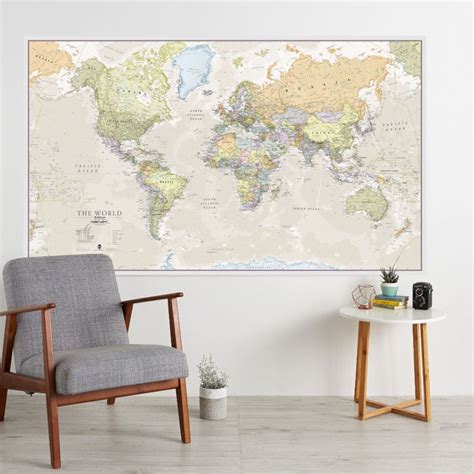 World Map Classic Huge Large Laminated Wall Map Poste
