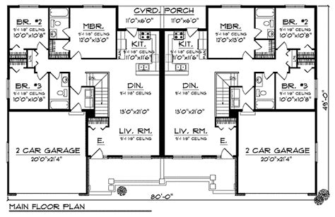 Traditional Ranch Duplex Home Plan 89293ah 1st Floor Master Suite