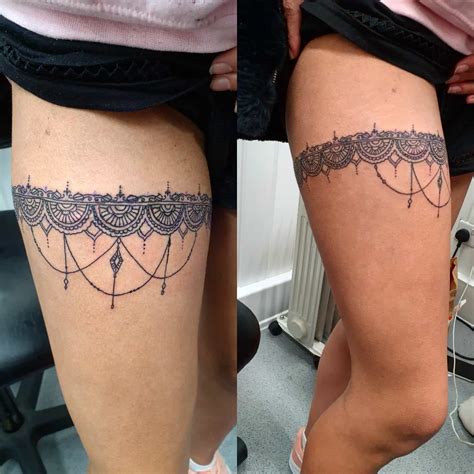 Thigh Garter Tattoo Thigh Band Tattoo Lace Garter Tattoos Leg Band Tattoos Thigh Tattoos