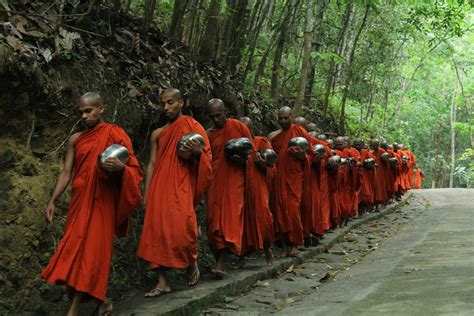 Monks Fall Inline On Sidewalk · Free Stock Photo