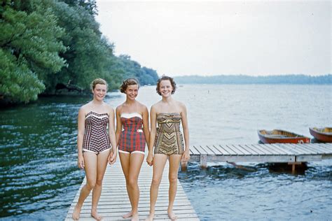 Girls In Swimsuits Pose On Dock 1957 One Of A Series Of K… Flickr
