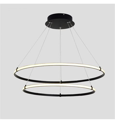You can hang pendant lights in the bedroom, too. Double Ring Pendant Light with LED bulbs | Black Ozzelo