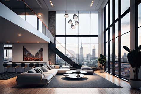 Premium Ai Image Luxury Penthouse With View Of City Skyline Featuring