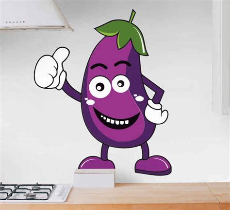 Funny Eggplant Cartoon Kitchen Stickers Tenstickers