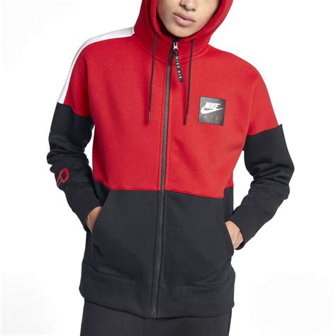 Nike Nike Air Fleece Mens Full Zip Hoodie University Red Black