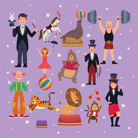 Twelve Circus Show Characters 5280951 Vector Art At Vecteezy