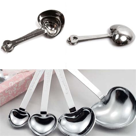 Love Beyond Measure Heart Shaped Set Of Four Measuring Spoons Stainless