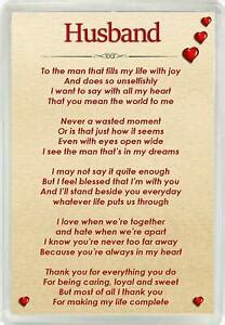 Husband Poem Jumbo Magnet Ideal Birthday Valentines Keepsake Gift M154