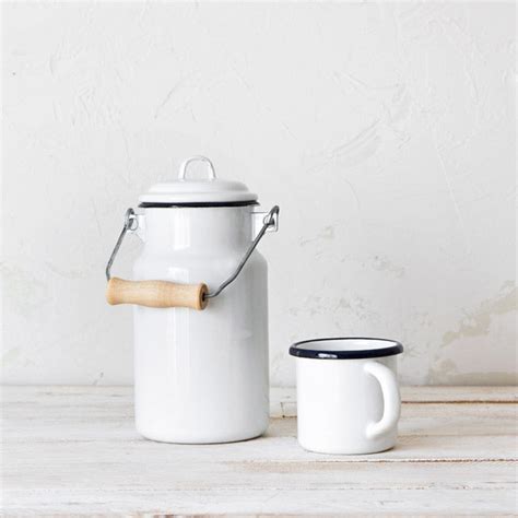 White Enamelware Milk Jug Real Fabrica