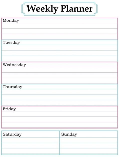 The Free Blank Calendar For One Week Printable Weekly Planner Free
