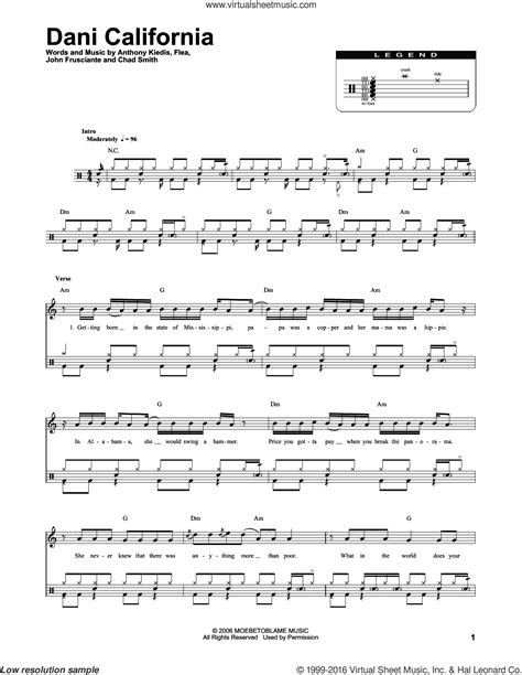 Peppers Dani California Sheet Music For Drums Pdf