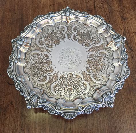 Old Sheffield Plate Tray Interesting Arms C1820 Moorabool Antiques