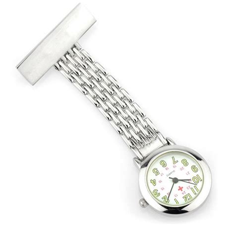 Fashion Silver Full Stainless Steel Nurse Fob Watch Luminous Dial Quartz Pocket Watches Female