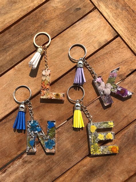 Personalized Resin Initial Keychains Clear Resin Etsy