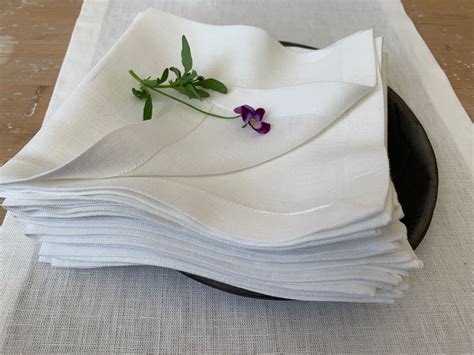 Set Of 6 Milk White Linen Napkins Reusable Napkins Cloth Etsy