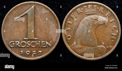1 Groschen Coin Austria 1927 Stock Photo Alamy