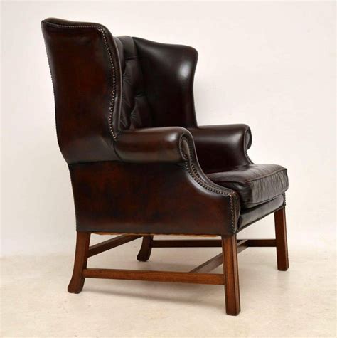 The design features of the leather wing back chair offer a few creature comforts, as listed below Pair of Antique Leather Wing Back Armchairs For Sale at ...