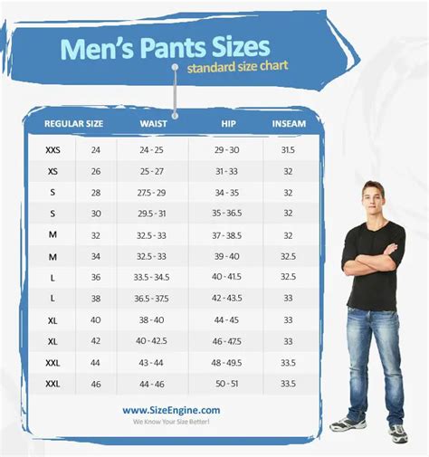 Size Chart Men S Pants