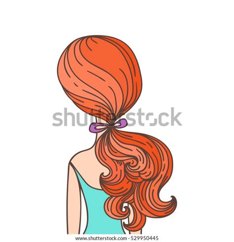 Girl Ponytail Hairstyle View Back Vector Stock Vector Royalty Free